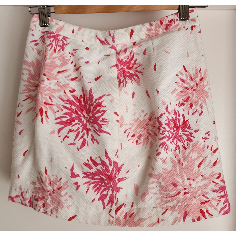 Tocca Floral Mini Skirt Size 2 White Pink A-line Short Vintage